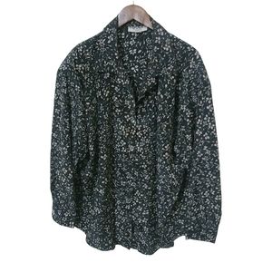 Dodi Fashion 2X Navy White Floral Top Plus